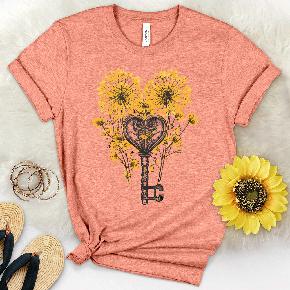 Dandelion Heart Faith Key Heathered Tee