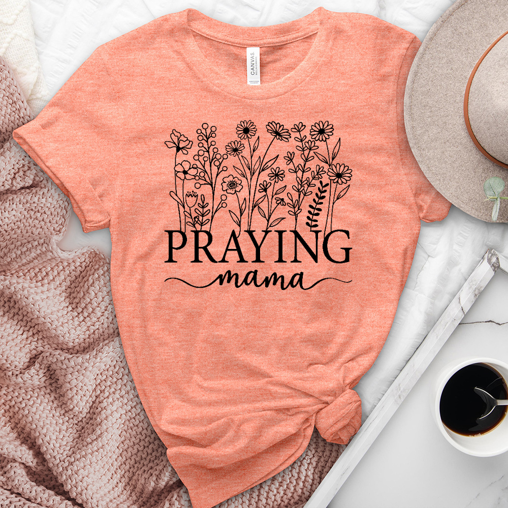 Praying Mama Flowers Heathered Tee