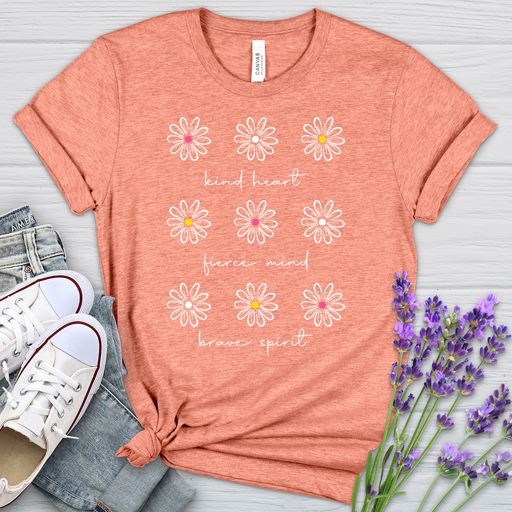 Kind Heart White Daisies Heathered Tee