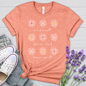 Kind Heart White Daisies Heathered Tee