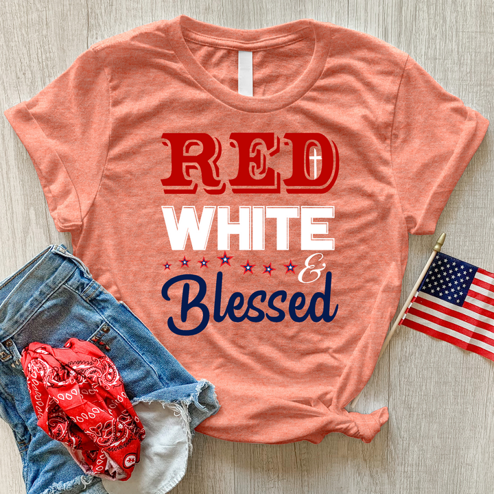 Red White & Blessed Heathered Tee