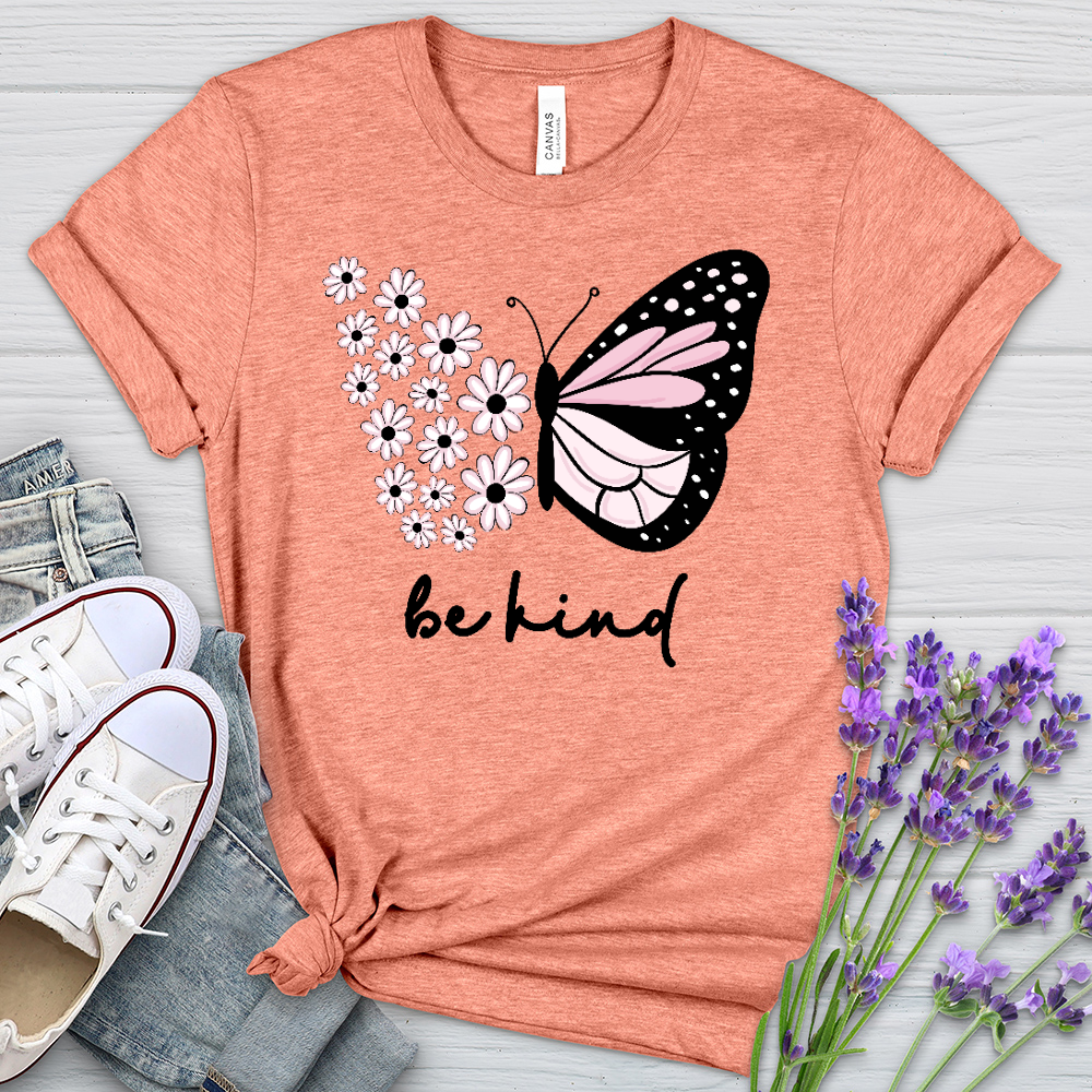 Be Kind Sunflower Butterfly Heathered Tee