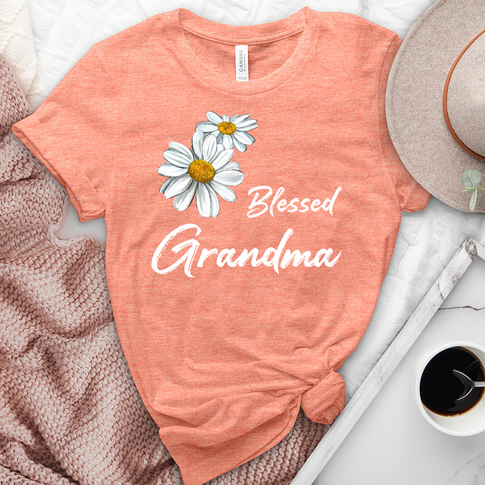 Blessed Grandma Daisy Heathered Tee