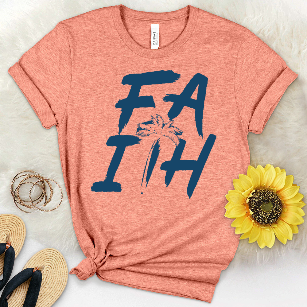 Faith Beach Print Heathered Tee