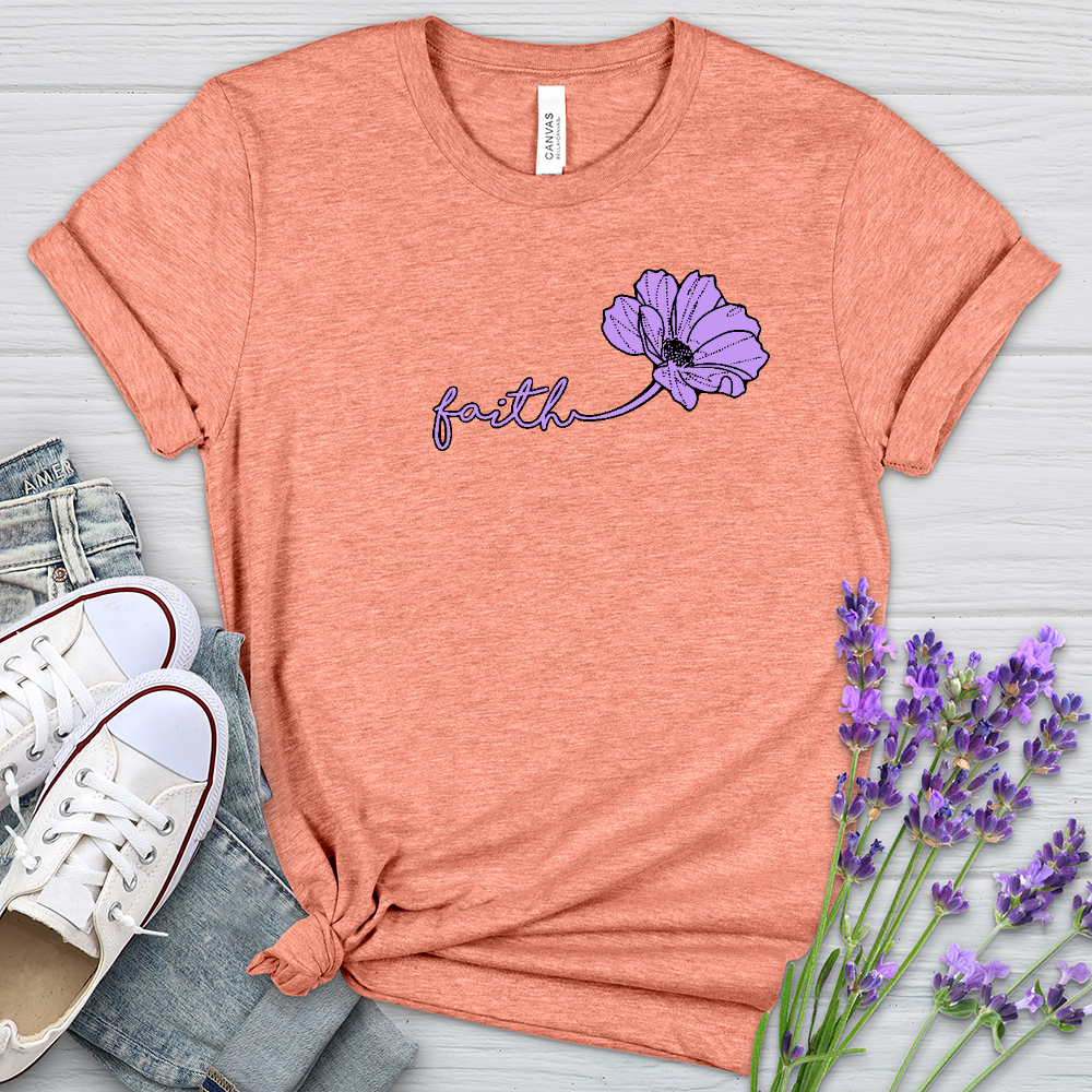 Faith Purple Flower Heathered Tee