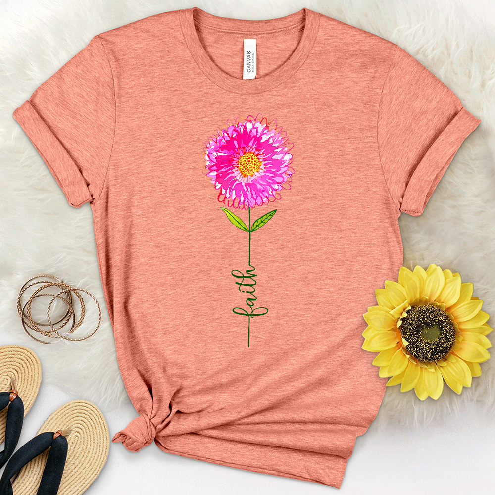 Pink Faith Flower Heathered Tee