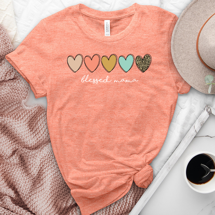 Blessed Mama Assorted Hearts Heathered Tee