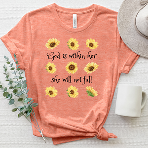 She Will Not Fall Sunflower Heathered Tee