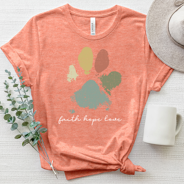 Faded Rainbow Paw Print Heathered Tee