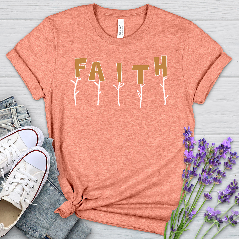 Faith Flower Stem Words Heathered Tee