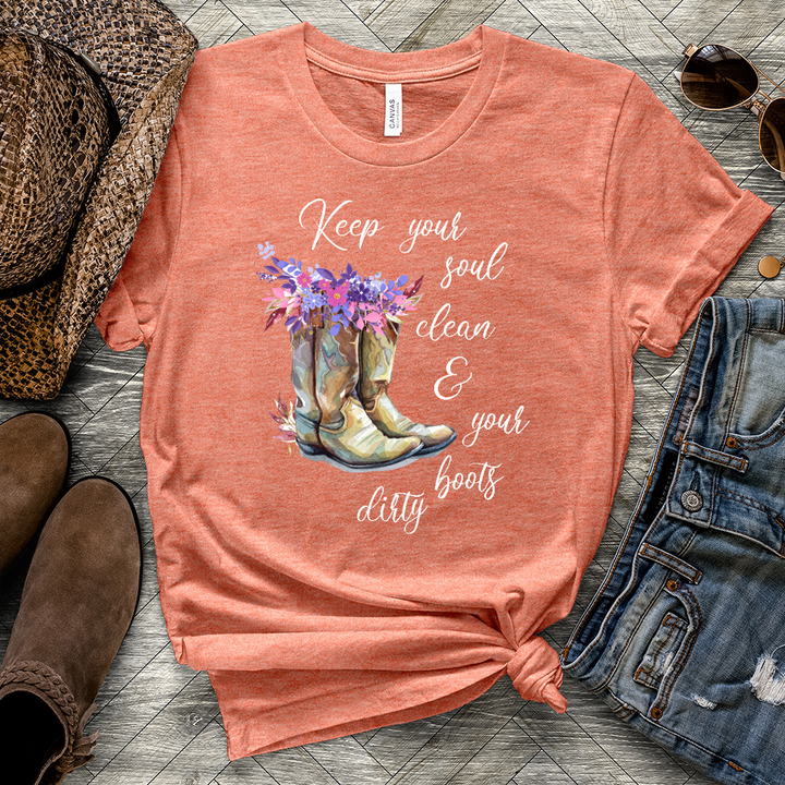 Clean Soul Dirty Boots Heathered Tee