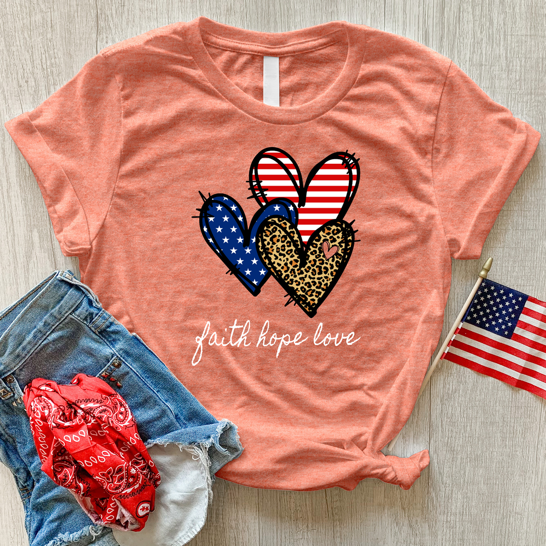 Faith Hope Love Pattern Hearts Heathered Tee