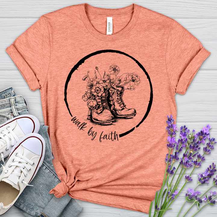 Walk By Faith Flowers Heathered Tee