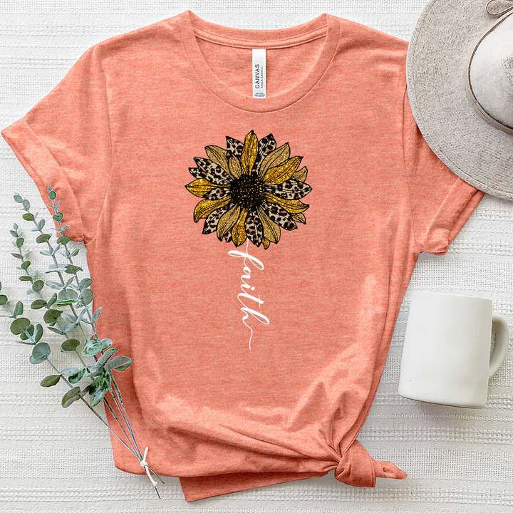 Faith Leopard Flower Stem Heathered Tee