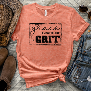 Grace Gratitude & Grit Heathered Tee