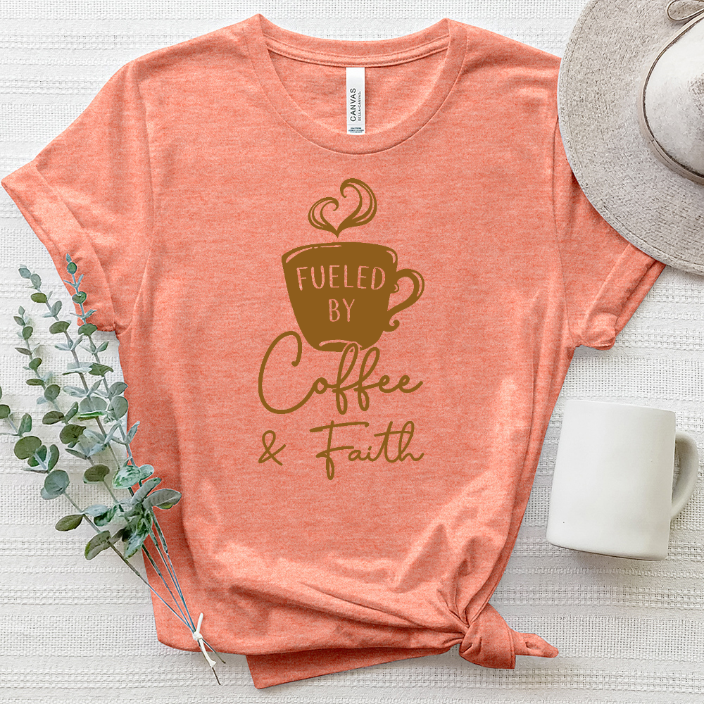 Fueled By Coffee And Faith Heathered Tee