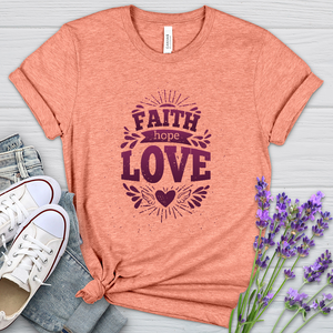 Faith Hope Love Angel Heart Heathered Tee