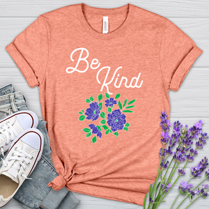 Be Kind Purple Flowers Heathered Tee