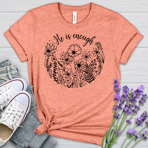 He Is Enough Wildflowers Heathered Tee