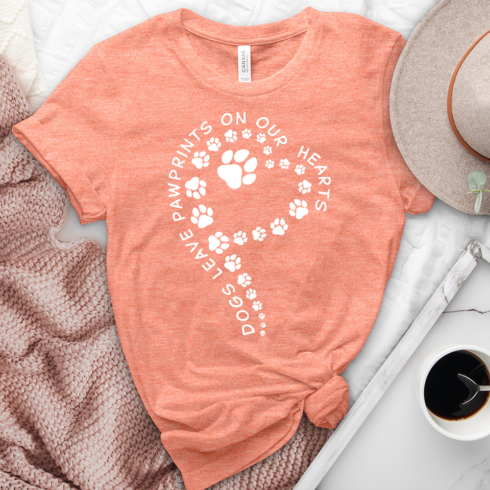 On our Hearts Paw Print Heathered Tee