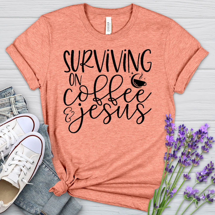 Survivng On Coffee Stars Heathered Tee