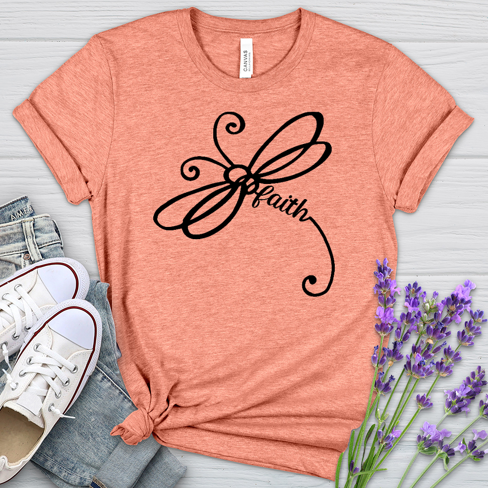 Faith Dragonfly Word Art Heathered Tee