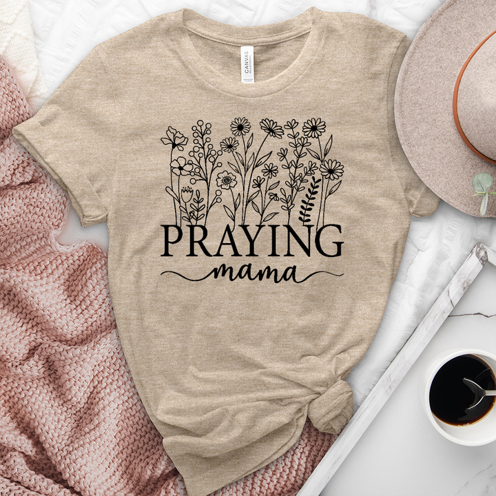 Praying Mama Flowers Heathered Tee