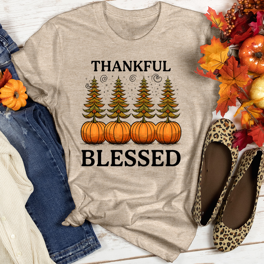 Autumn Pine Trees Heathered Tee