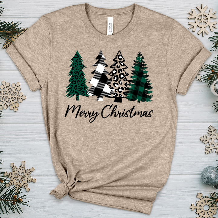 Merry Christmas Pine Tree Heathered Tee