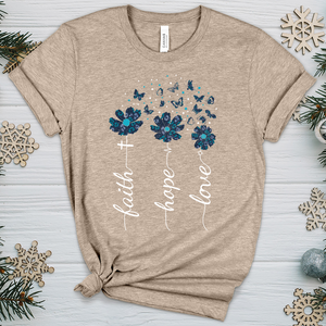 Faith Hope Love Floral V5 Heathered Tee