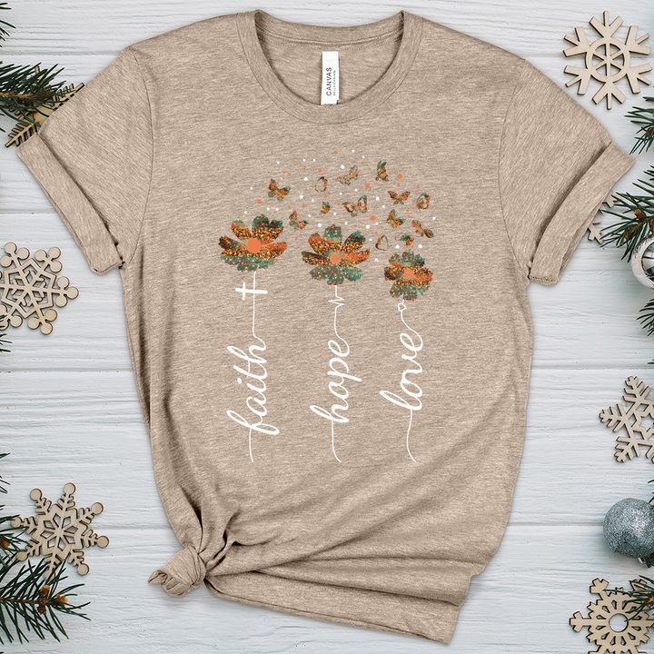 Faith Hope Love Floral V3 Heathered Tee