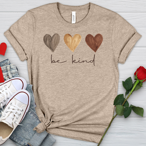 Be Kind Watercolor Hearts Heathered Tee