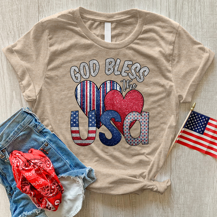 God Bless USA Sparkling Heathered Tee