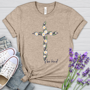 Be Kind Floral Cross Heathered Tee