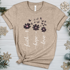 Faith Hope Love Floral V1 Heathered Tee