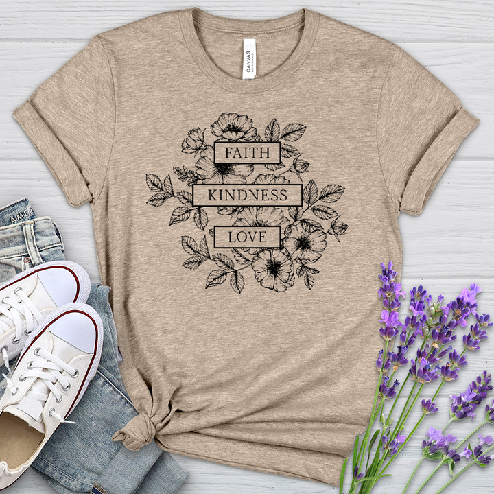 Faith Kindness Love Heathered Tee