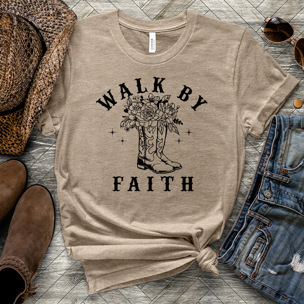 Walk By Faith Boots Heathered Tee