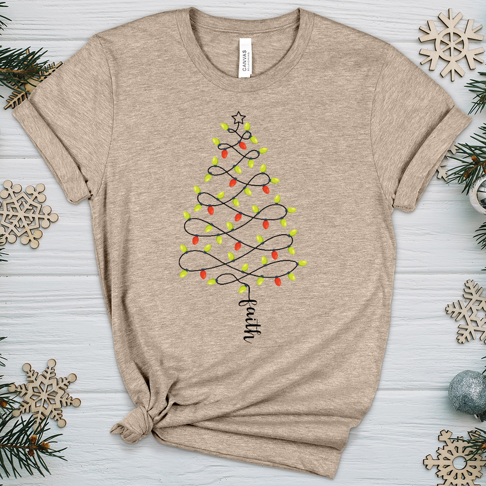 Faith Christmas Lights Heathered Tee