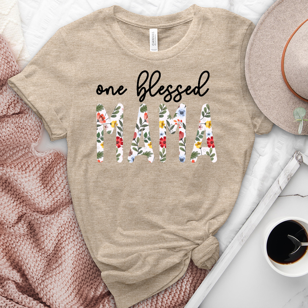 One Blessed Mama Heathered Tee