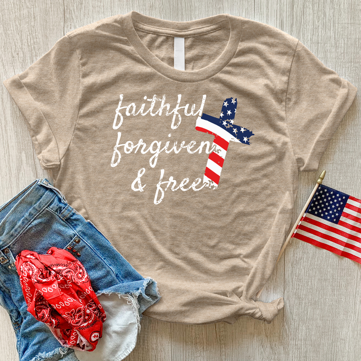 Faithful Stripes Flag Heathered Tee