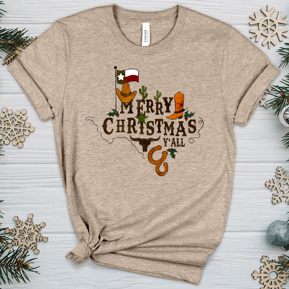 Merry Christmas Texas Heathered Tee