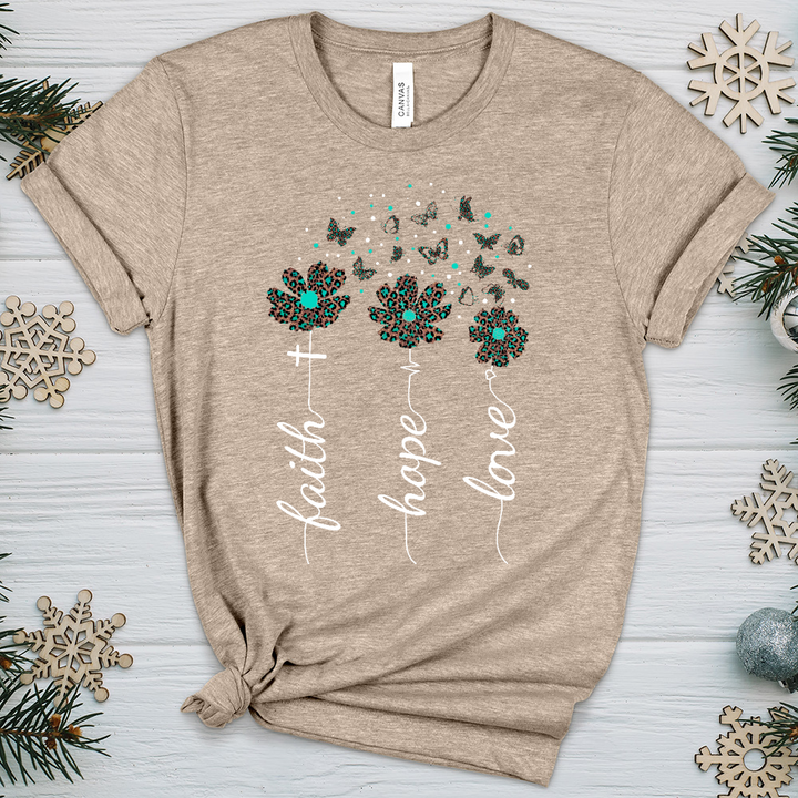 Faith Hope Love Floral V2 Heathered Tee