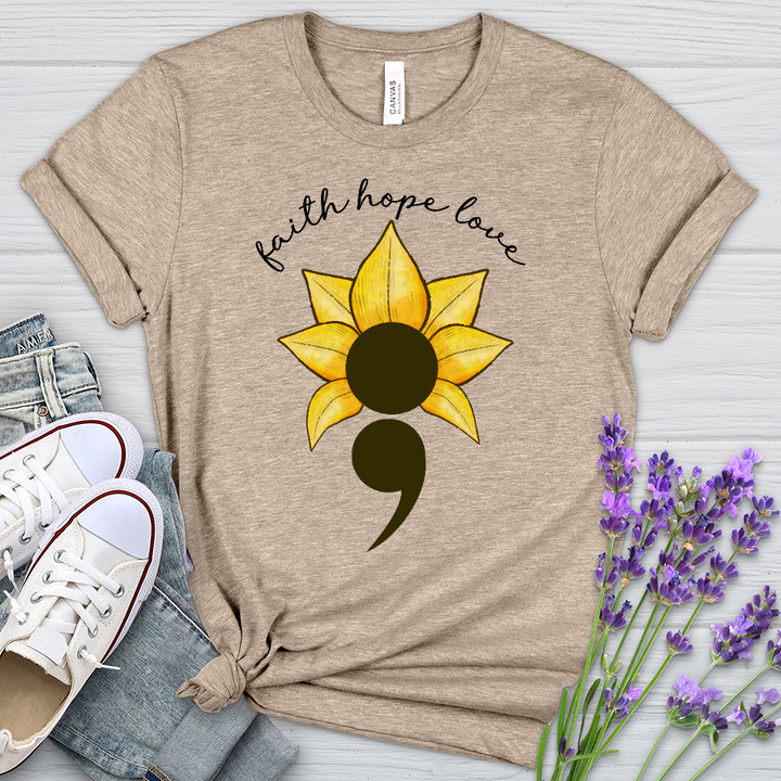 Faith Hope Love Semicolon Heathered Tee