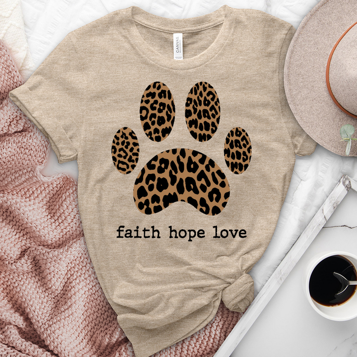 Leopard Paw Print Faith Heathered Tee