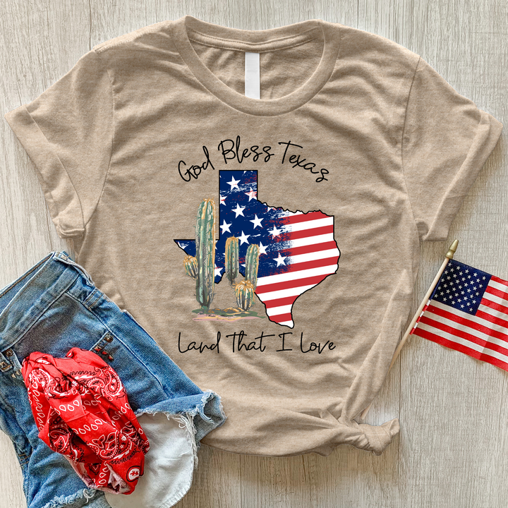 God Bless Texas Heathered Tee