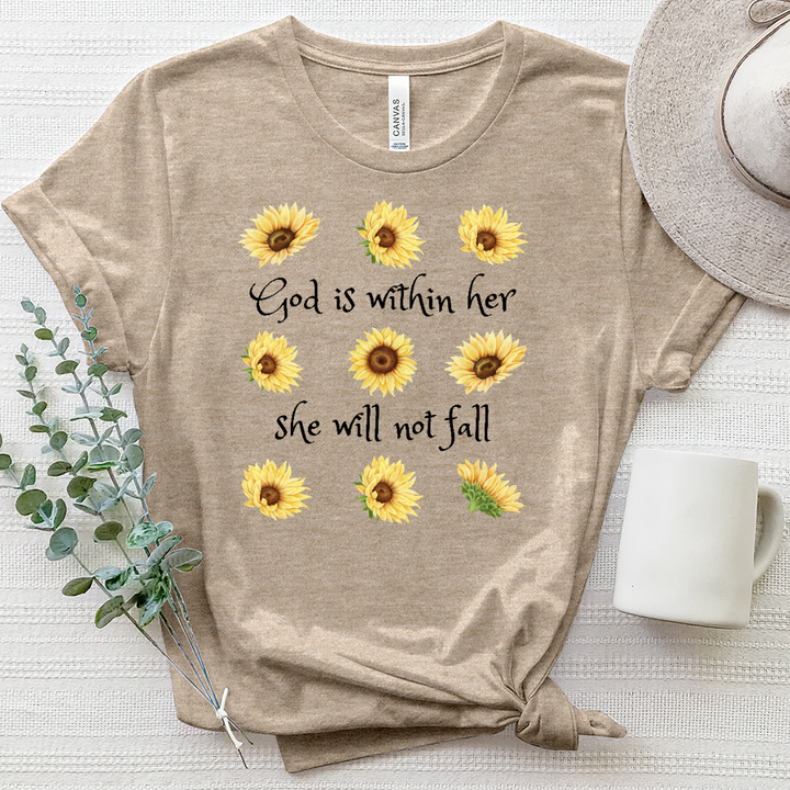 She Will Not Fall Sunflower Heathered Tee