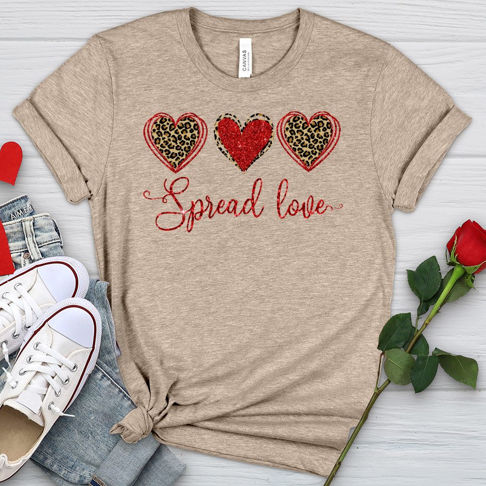 Spread Love Glitter Hearts Heathered Tee