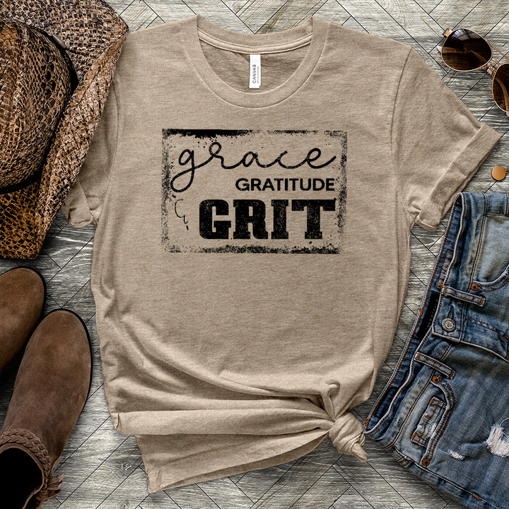 Grace Gratitude & Grit Heathered Tee