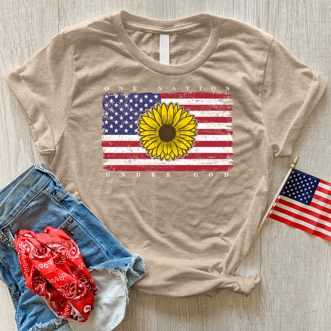 One Nation Flag Heathered Tee