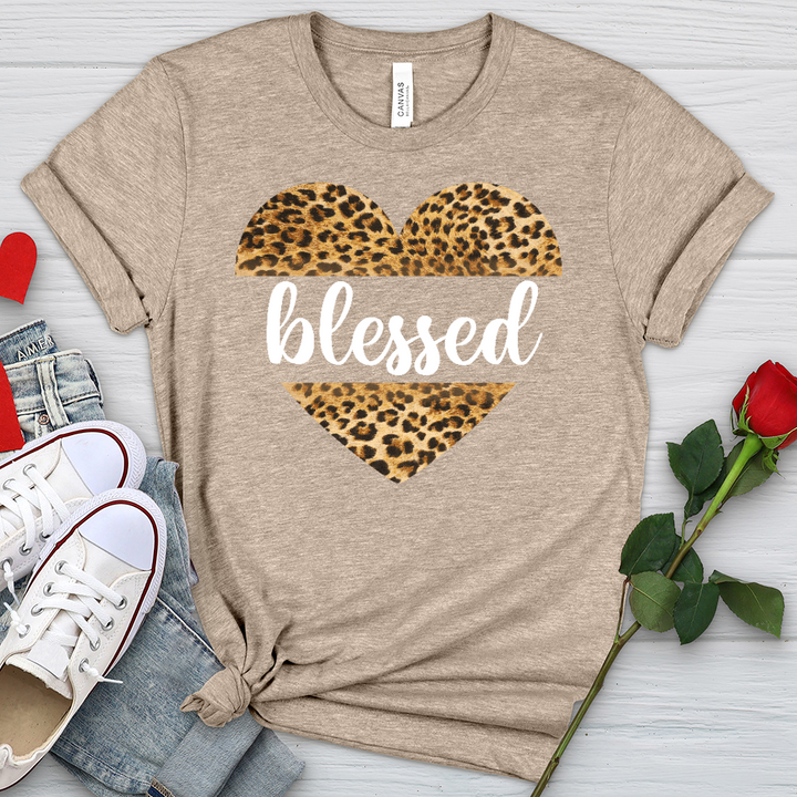 Blessed Leopard Heart Heathered Tee